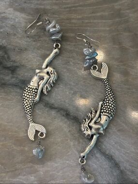Mermaid Drop Earrings with  925 ear wires